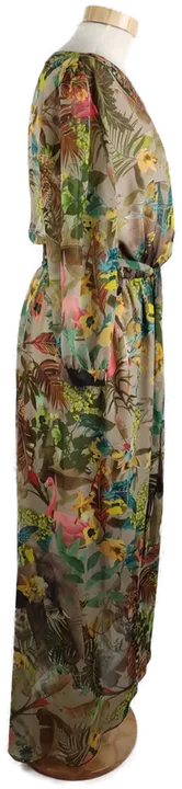 Damen Maxi Kleid, Dschungel-Print, Grün, Bindegürtel und V-Ausschnitt, Gr. 44 - Bild 3