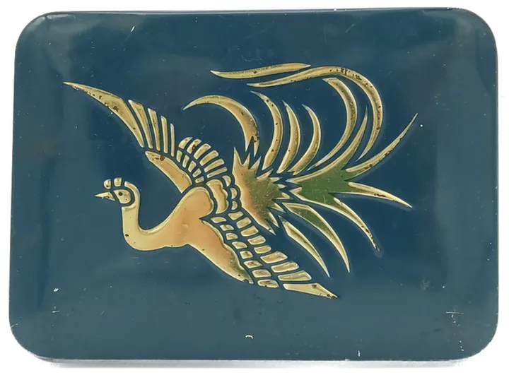 Blechbox mit Vogelmotiv blau/ gold  - Bild 1