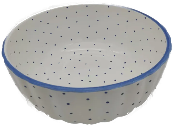 Gmundner Keramik Schüssel blaue Tupfen Durchmesser: 24 cm - Bild 3
