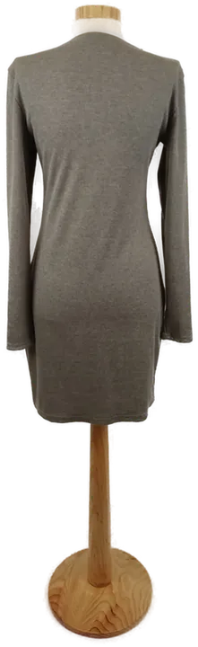 Damen Langarm Shirtkleid Feinripp mit Zipp, Grau, Gr. M - Bild 3