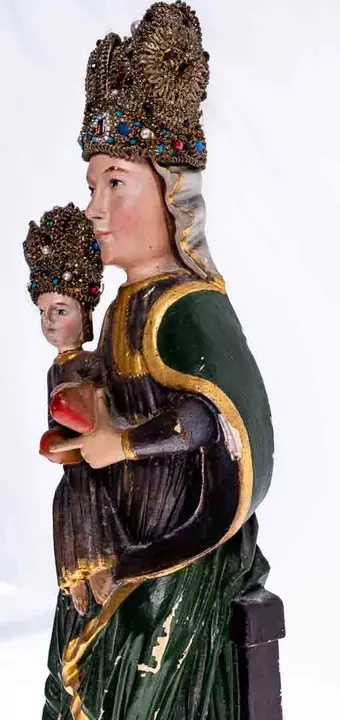 Skulptur Madonna mit Kind aus Holz, 42cm hoch - Bild 5