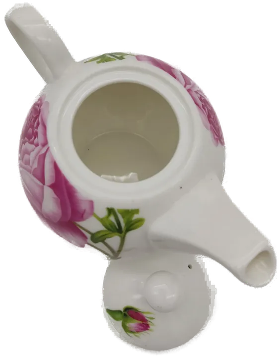 Teekanne Porzellan mit Untersetzer Rosenblütendekor - Bild 2