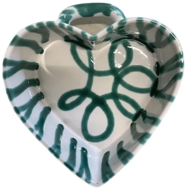 Gmundner Keramik - Herz für Wand - grüngeflammt - Bild 1