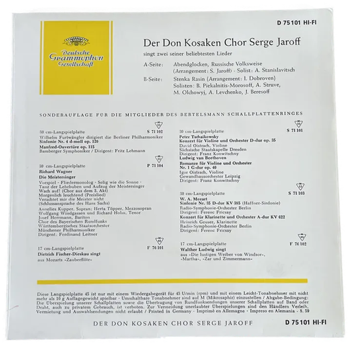 Singles Schallplatte - Deute Grammophon Gesellschaft - Der Don Kosaken Chor - Serge Jaroff - Bild 2