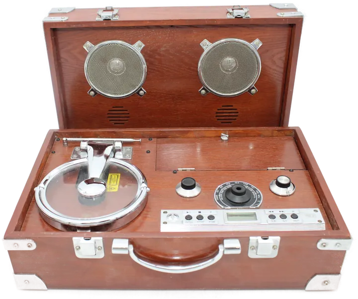 Retro-Kofferradio mit CD-Player im Holzgehäuse - Bild 1