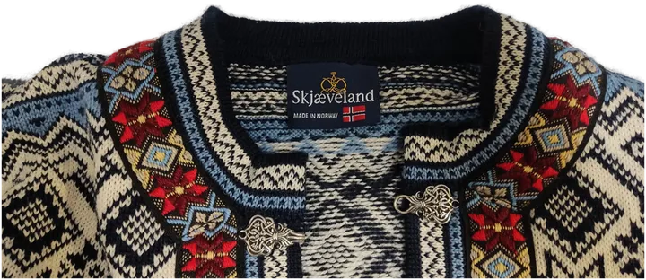 Skjaeveland Herrenpullover aus purer Wolle in blau, Größe M mit Originaletikett - Bild 4