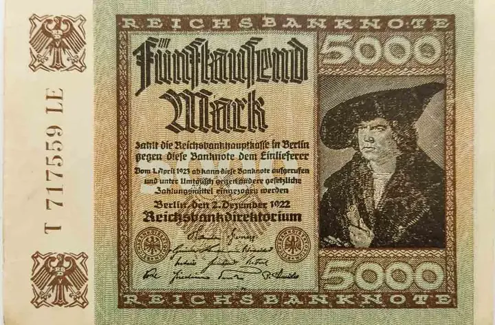 Alter Geldschein 5000 Mark Reichsbanknote Reichsbankdirektorium Berlin 1922 zirkuliert 3  - Bild 1