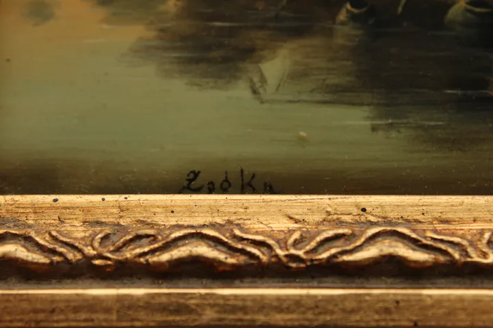 Gemälde – Landschaft am Fluss, signiert „Zodka“ - Bild 4