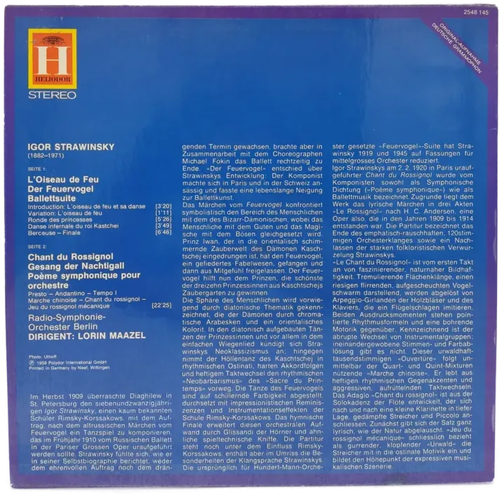 Vinyl LP - Igor Strawinsky, Lorin Maazel - Feuervogel, Gesang der Nachtigall  - Bild 2