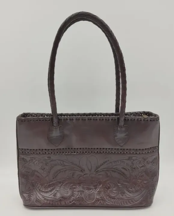 Damen Handtasche aus Leder mit diversen Mustern dunkelrot/braun  - Bild 3