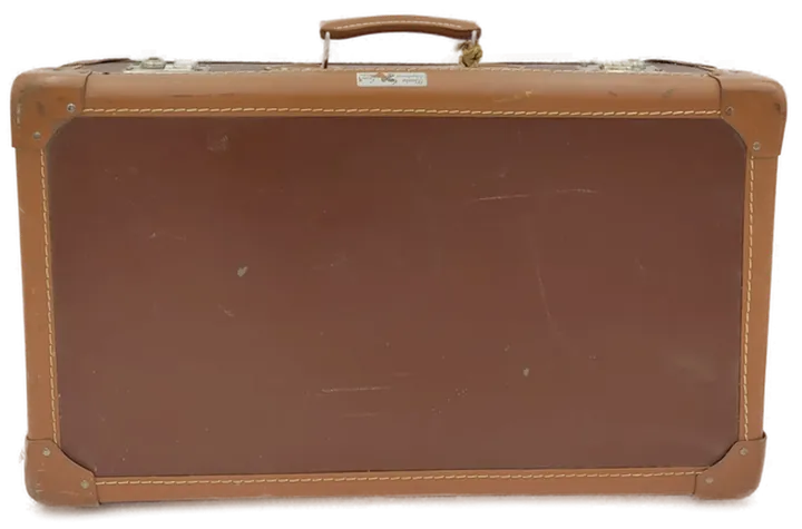 Vintage Reisekoffer braun aus Leder - 56cm x 32cm x 16cm  - Bild 4