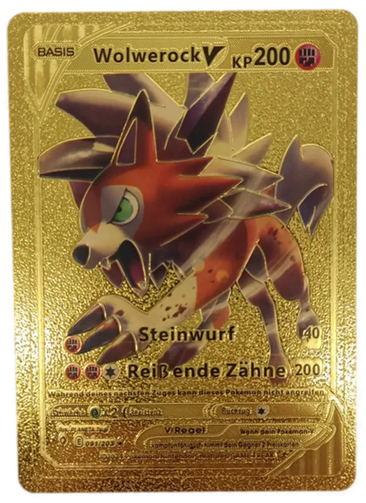 Pokémon Sammelkarte Goldfolie Basis Wolwerock V - Bild 1