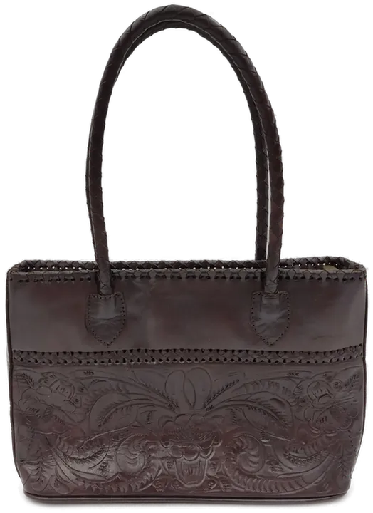 Damen Handtasche aus Leder mit diversen Mustern dunkelrot/braun  - Bild 1