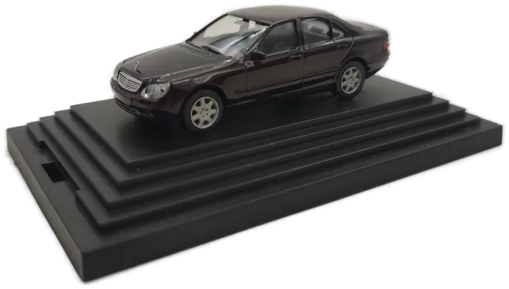 Wiking-Modellauto in Minivitrine, M 1:87, Mercedes-Benz S-Klasse facelift 2003, Dark Purple Metallic - Bild 3