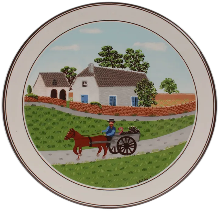 Villeroy & Boch Wandteller – Design Naif – Ø 16,5 cm – Motiv Pferdewagen mit Truthahn – Vitro-Porzellan - Bild 1