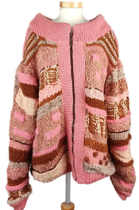 Damen Strickweste rosa/ braun - XL  - Bild 1