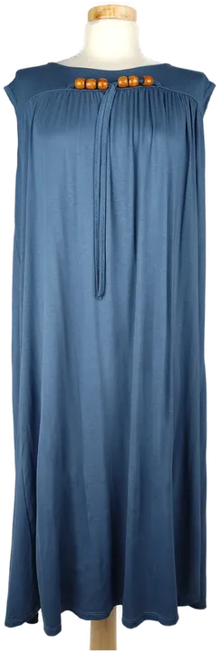  Made in Italy Damen Midi-Sommerkleid blau mit Holzperlen - L/40 - Bild 1