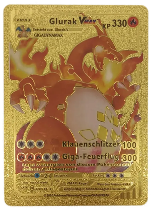 Pokémon Sammelkarte Goldfolie Vmax Glurak Vmax - Bild 1