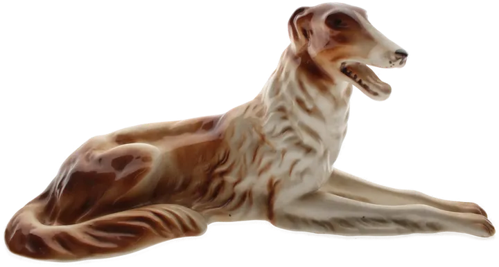 Porzellanfigur Windhund / Greyhound – liegend  - Bild 1