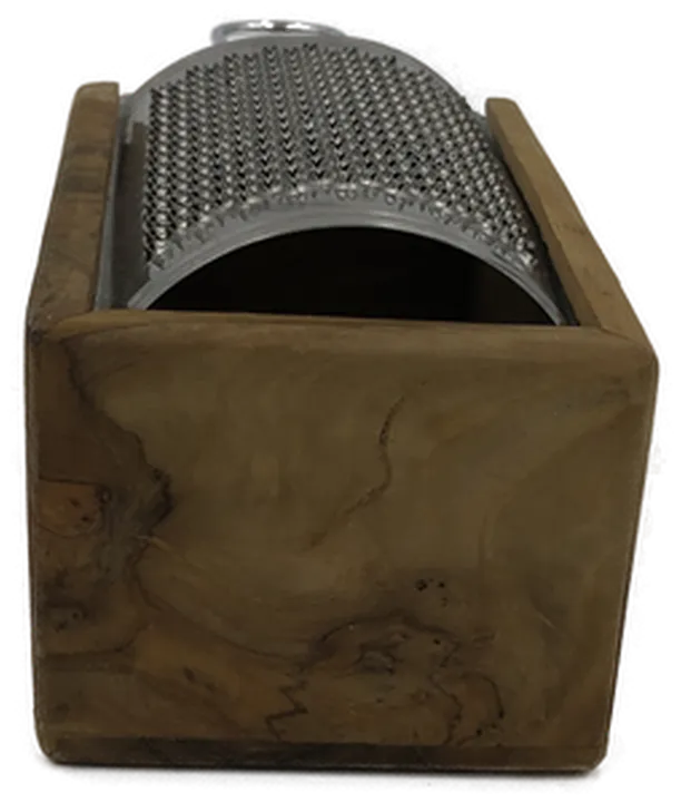 Käsereibe mit Stiel aus Eselstahl - Auffangbehälter aus Nussholz 10 x 8 x 30 cm - Bild 3