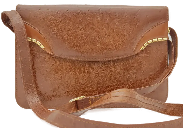 Damen Handtasche braun aus Leder mit goldenen Details  - Bild 4