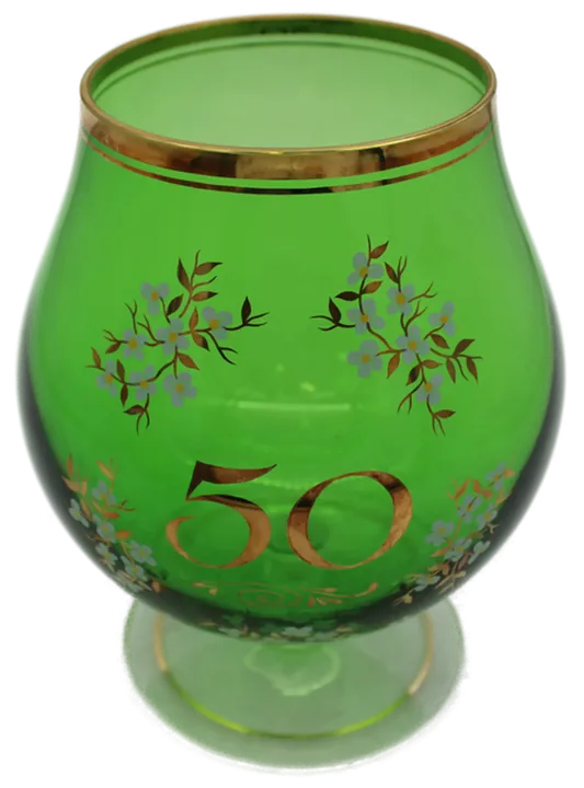 Großer Cognac-Schwenker – Jubiläumsglas „50“ – grün, mit Golddekor - Bild 2