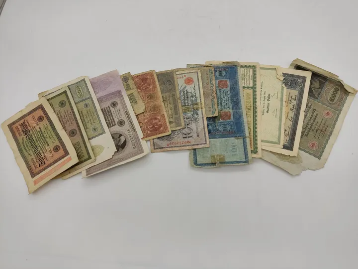 Alter Geldschein Konvolut 14 Stück Mark Kronen um 1920 in schlechten Zustand - Bild 8