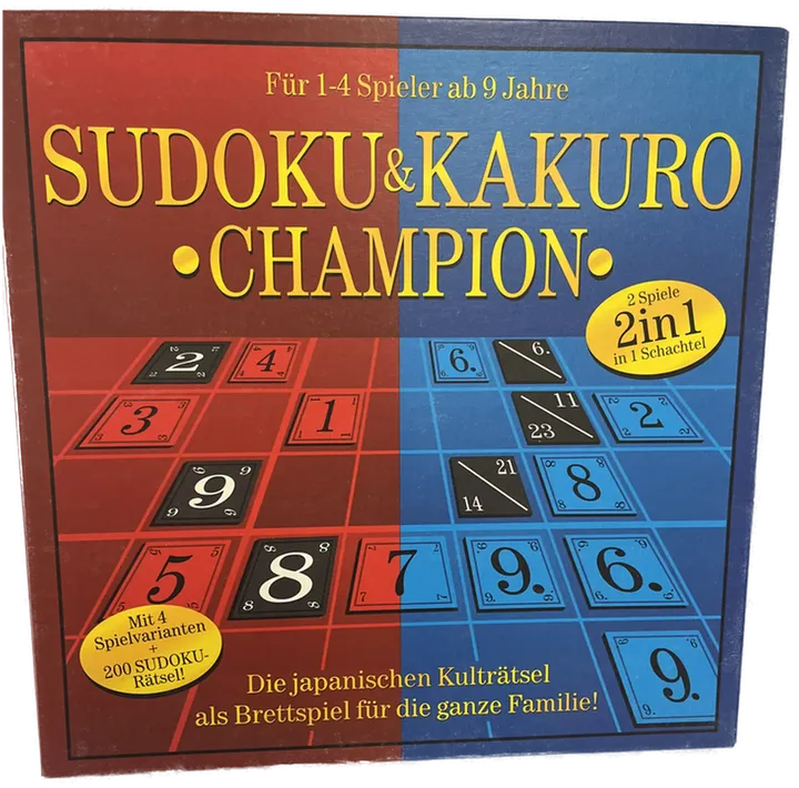 Sudoku und Kakuro - Champion - 2 Spiele in einer Schachtel, 200 Sudokuräsel, 4 Spielvarianten - Bild 1