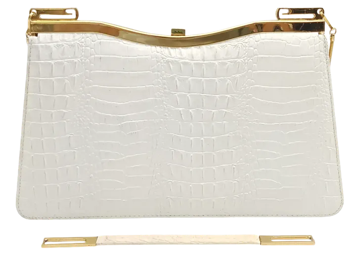 Vintage Dior Damen Ledertasche, creme/gold - Bild 2