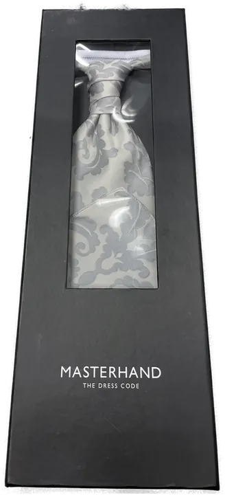 Maserhand - The Dress Code - Krawatte mit Einstecktuch - grau-weiß - Bild 1