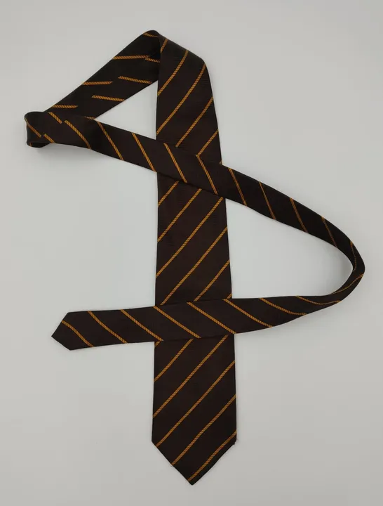 Boss Herren Krawatte braun/gelb gestreift  - Bild 1