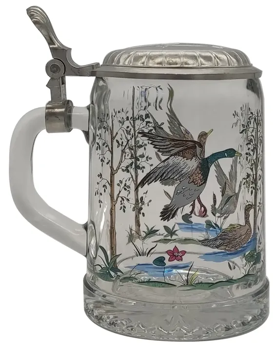 Alwe Bierkrug mit Deckel und Vogelmotiv, Höhe 17cm - Bild 2