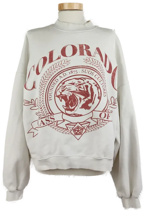 Bershka Damen Pullover mit COLORADO Print weiß/ rot - L  - Bild 1