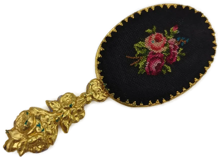 VINTAGE Clutch mit Blumenstick und Taschenspiegel - Bild 3