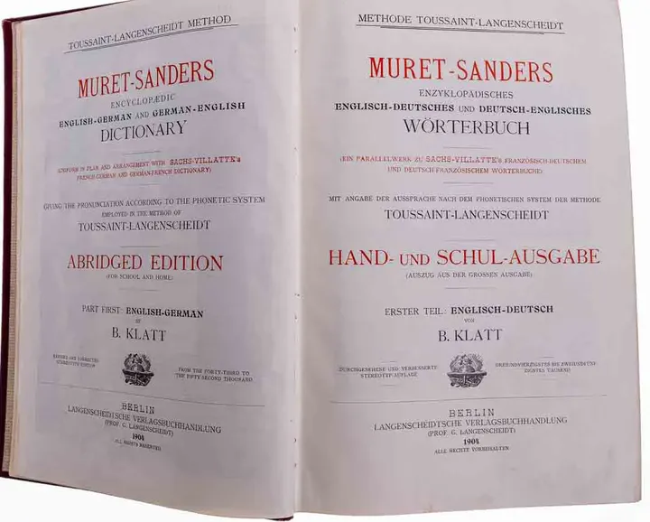 Buch Muret Sanders Enzyklopädisches Wörterbuch Erster Teil Englisch-Deutsch 1904  - Bild 6