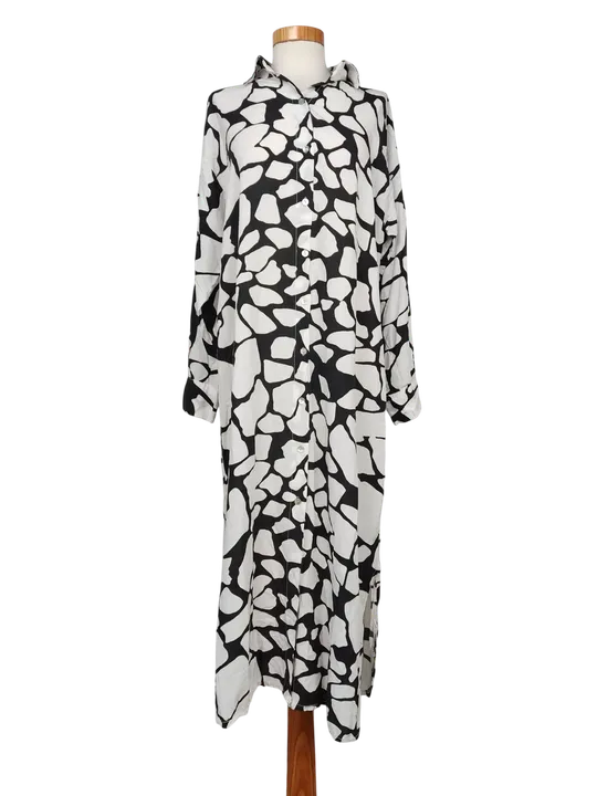 New Line Damen Maxikleid, weiß/schwarz - Gr. L  - Bild 1