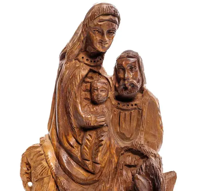 Alte Holz Skulptur Maria mit Josef und Jesuskind ca. 20cm - Bild 2