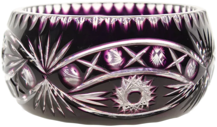 Elegante, handgeschliffene Bleikristall-Schale in Violett - Bild 1