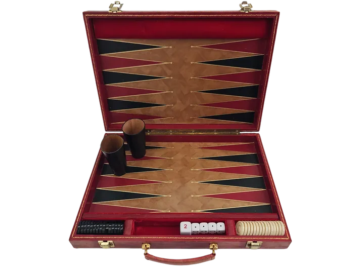 Backgammon Koffer aus Leder - Gesellschaftsspiel - Bild 1