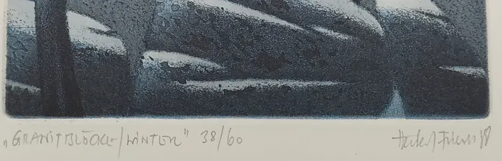 Signierter Kunstdruck „Granitblock/Winter“ – F. G. Illies – Limitierte Auflage 31/60 - Bild 3
