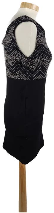 Ärmelloses Damen Minikleid, Schwarz mit gemustertem Oberteil (ohne Gürtel), Gr. S - Bild 2