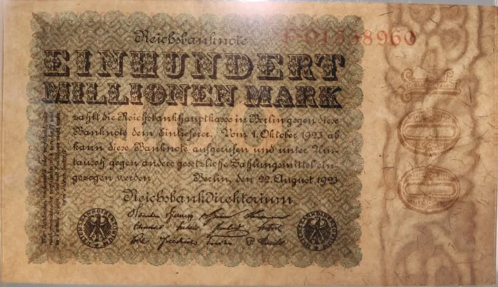  Alter Geldschein 100 Millionen Mark Reichsbanknote Reichsbankdirektorium Berlin 1923 zirkuliert 2 - Bild 3