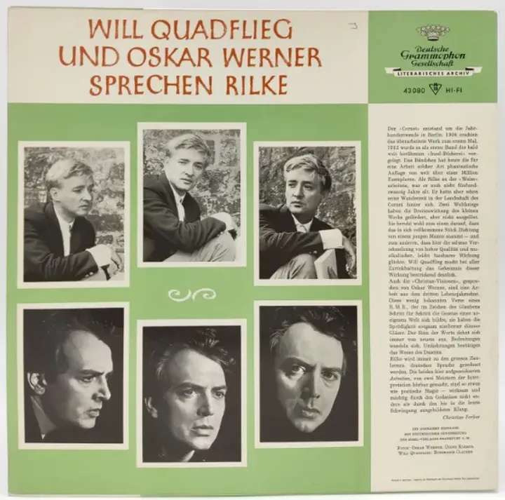 Vinyl LP - Rainer Maria Rilke, Christoph Rilke, Will Quadflieg, Oskar, Werner  - Bild 2
