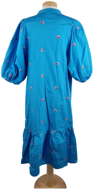 Blaues Damen Midi Kleid mit 3/4 Arm und Blumenmuster, Gr. M - Bild 2