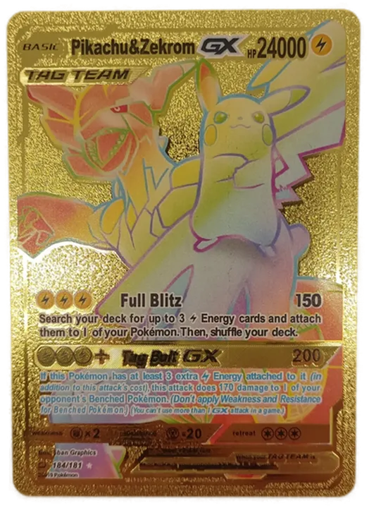 Pokémon Sammelkarte Goldfolie Basic Pikachu & Zekrom GX - Bild 1