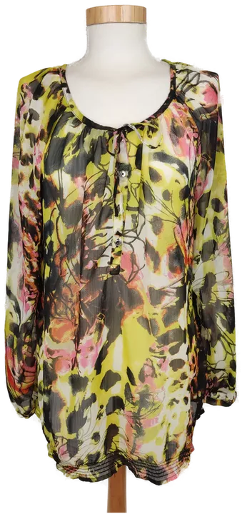 Bonita Damen Bluse schwarz/rosa/gelb gemustert - L/40 - Bild 1