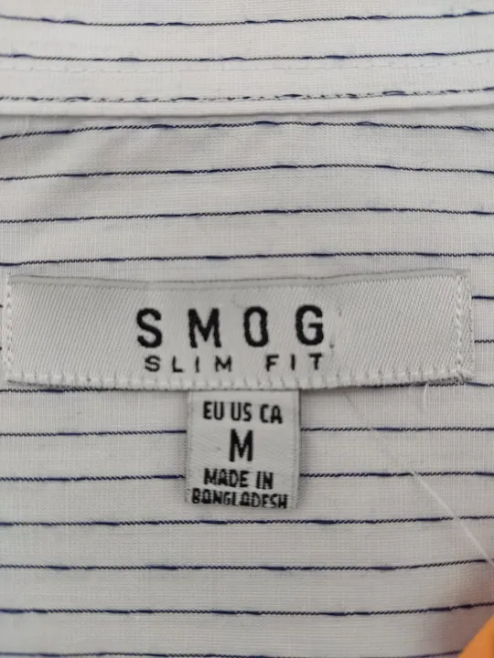 Smog Herrenhemd längsgestreift weiß/violett - M (Slim fit) - Bild 4