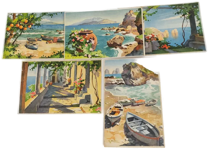 Künstler-Ansichtskarten S. BONELLI, Süden, Meer,......5 Stück - Bild 1