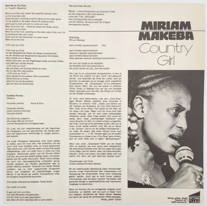 Vinyl LP - Miriam Makeba - Country Girl  - Bild 3