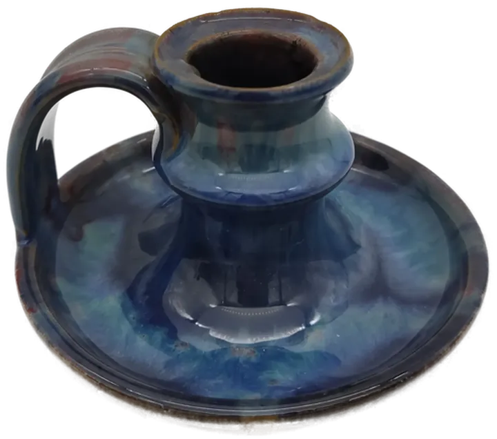 H. Berger Keramik Kerzenhalter blau, Höhe: 7 cm - Bild 1